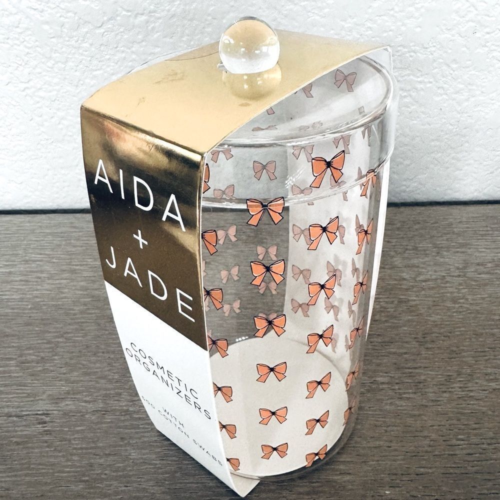 Bows Print Glass Bathroom Apothecary Cosmetics Organizer Jar